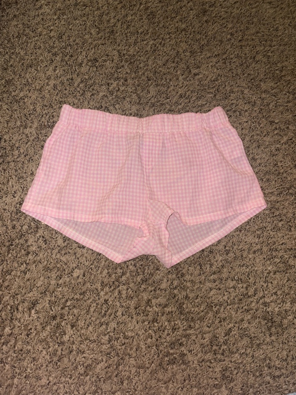 Edikted Pink Gingham Elastic Waist Shorts